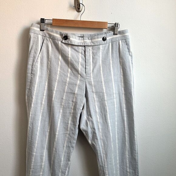 Banana Republic Blue White Striped Cotton Avery Pants 8 - Picture 2 of 7